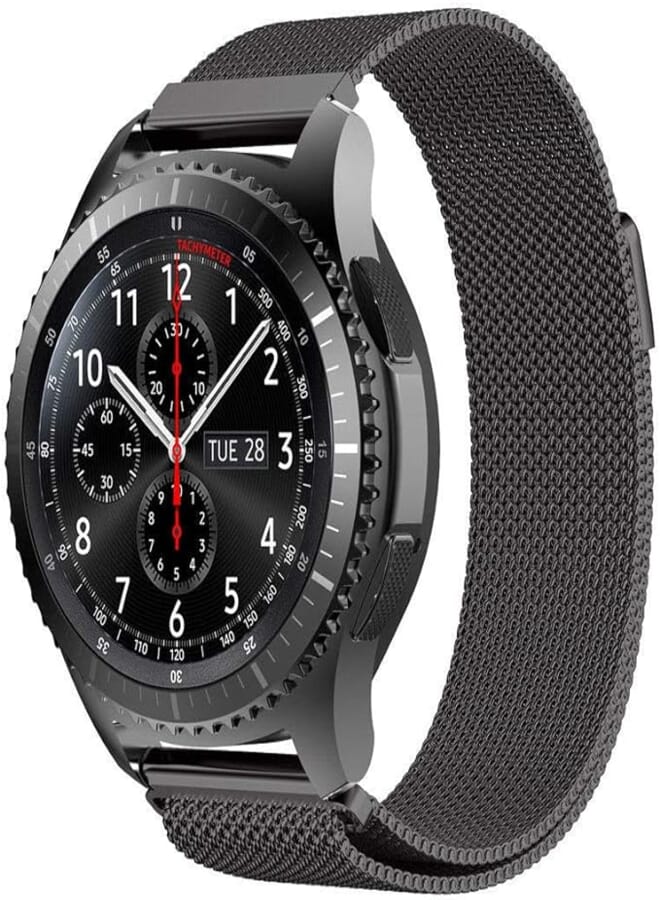 Stainless Steel Loop Strap Wrist Band For Smart Watch Samsung Galaxy Watch 46mm / Huawei GT2 / Gear S3 Frontier and Classic/Honor Magic 2 / Fossil - 22mm - Space Black