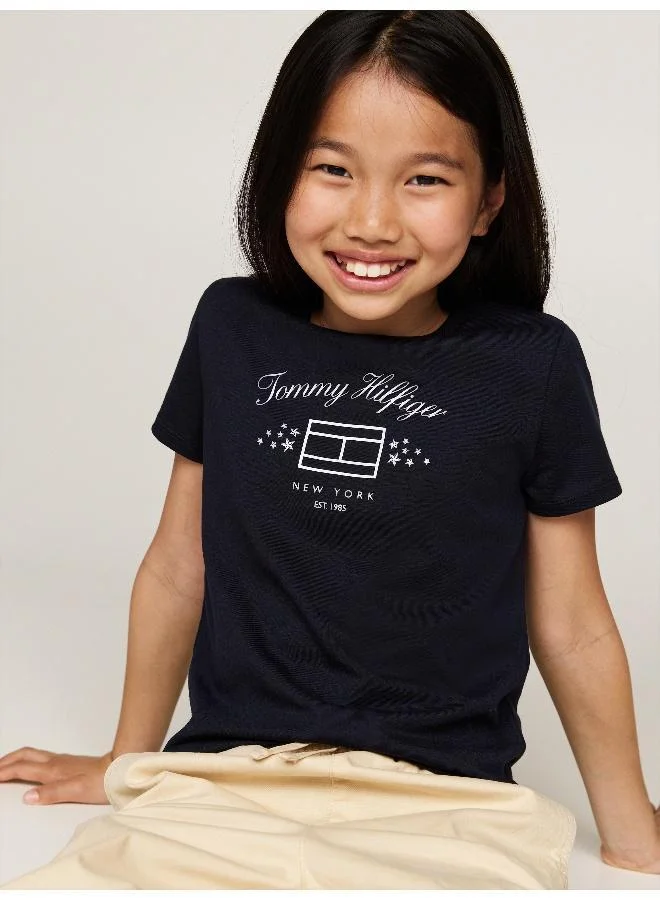 تومي هيلفيغر Youth Logo Crew Neck T-Shirt
