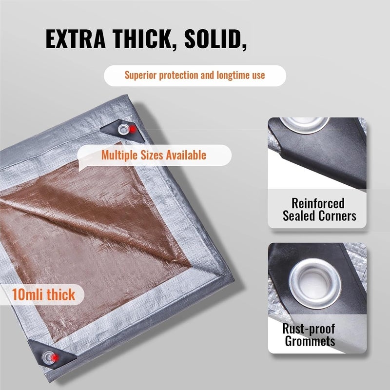 Heavy Duty Tarp Thick Waterproof Proof Plastic Tarps Cover Multi-Purpose Outdoor Tarpaulin for Truck for Waterproofing(12x20ft) - Image 4