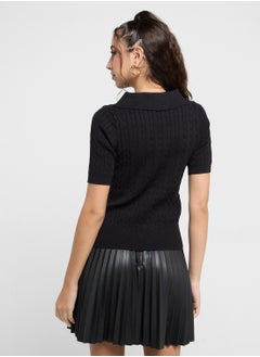 Ginger Polo Neck Cable Knit Sweater  - Image 2