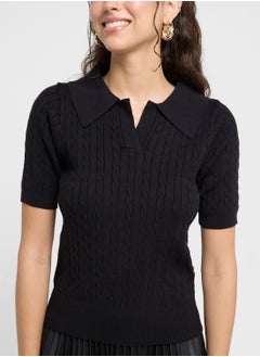 Ginger Polo Neck Cable Knit Sweater  - Image 3