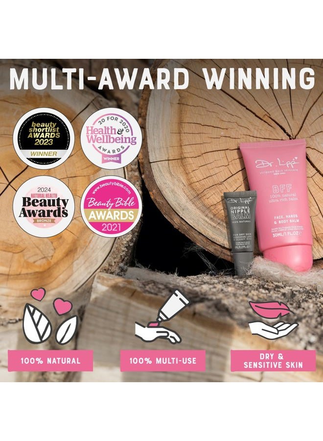 DR. LIPP Dry Skin Heroes [BFF ultra rich Balm 30ml & Original Nipple Balm 8ml] – 14-in-TWO Multi-Use Balms for Lips, Nipples & More – 100% Natural Coconut Oil & Lanolin – Fragrance & Cruelty Free - Image 2