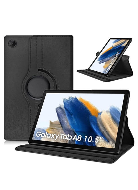 Case Compatible with Galaxy Tab A8 10.5" Case (SM-X200/X205/X207), Galaxy Tab A8 Case 10.5 inch,Auto Sleep/Wake 360° Rotating Stand Folio Leather Case for Tab A8 2022 (Black)
