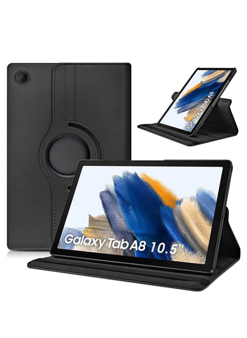 Case Compatible with Galaxy Tab A8 10.5" Case (SM-X200/X205/X207), Galaxy Tab A8 Case 10.5 inch,Auto Sleep/Wake 360° Rotating Stand Folio Leather Case for Tab A8 2022 (Black)