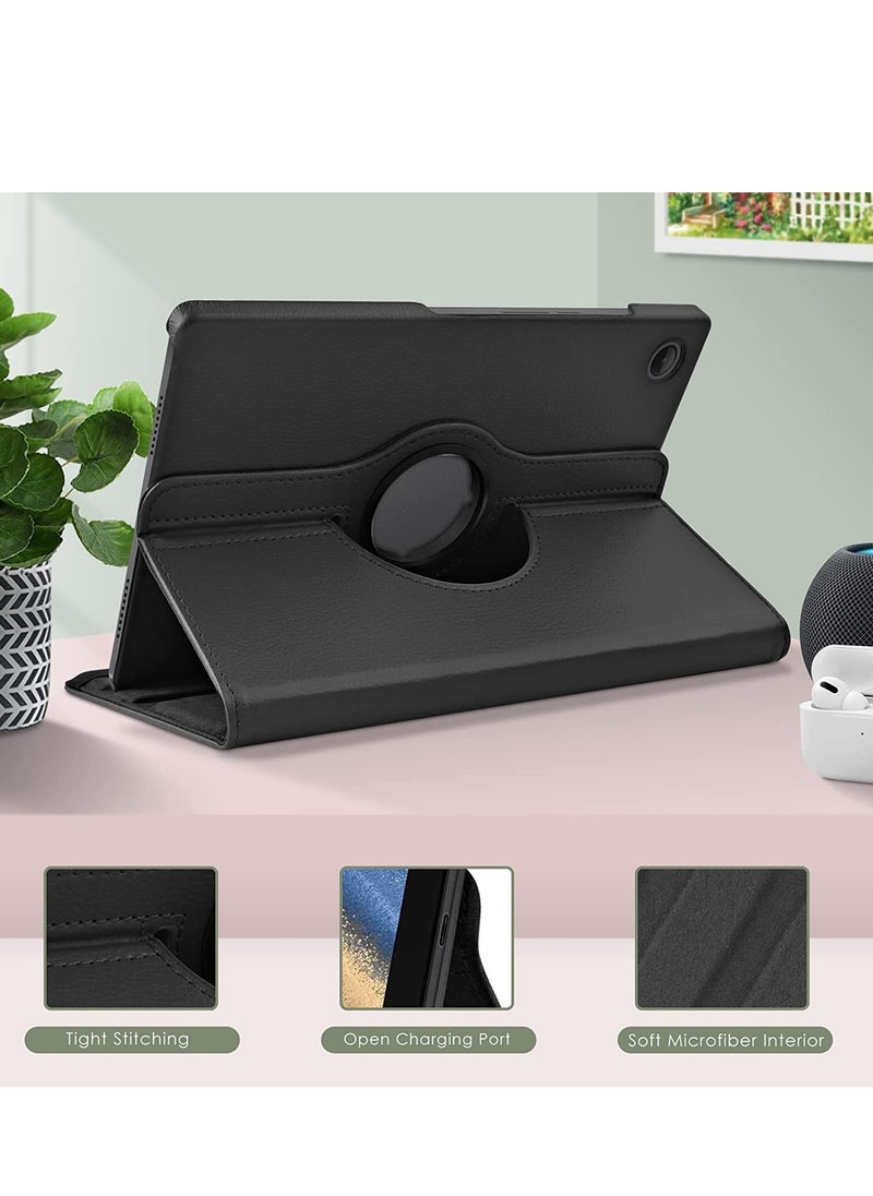 Case Compatible with Galaxy Tab A8 10.5" Case (SM-X200/X205/X207), Galaxy Tab A8 Case 10.5 inch,Auto Sleep/Wake 360° Rotating Stand Folio Leather Case for Tab A8 2022 (Black)