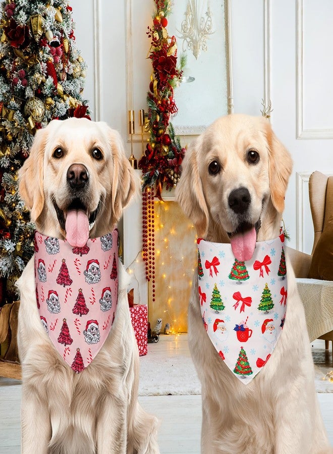 Agroon Cute Christmas Dog Bandanas XLarge 2PCS, 4 Pattern Holiday Scarf for Boy and Girl, Triangle Reversible Bibs Breed for Puppy Pets - Image 4