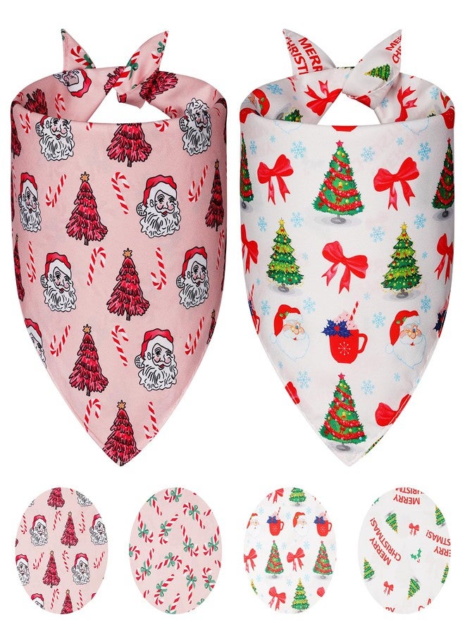 Agroon Cute Christmas Dog Bandanas XLarge 2PCS, 4 Pattern Holiday Scarf for Boy and Girl, Triangle Reversible Bibs Breed for Puppy Pets - Image 1