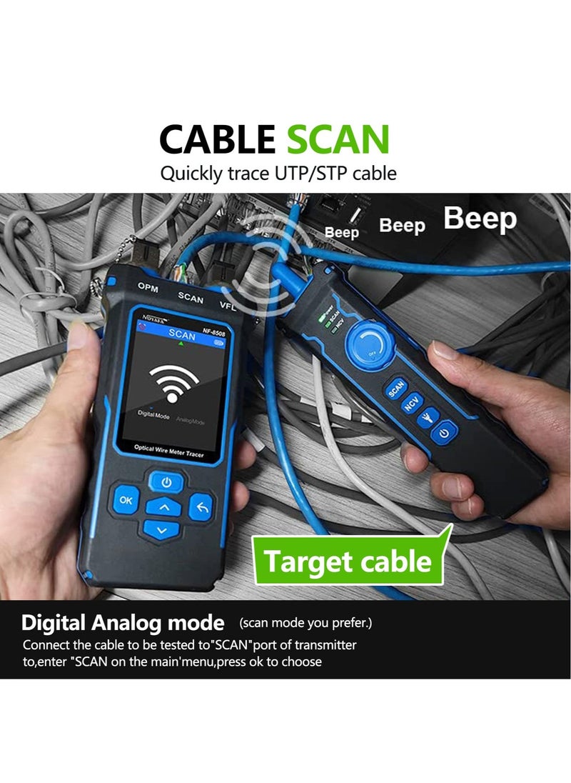NOYAFA - NF-8508 Network Cable Tester with Optical Power Meter VFL/CAT5/CAT6/RJ11 Cable Toner Ethernet Cable Tester, Length Measurement, RJ45 Network Tester for Telephone, PoE Tester Wire Tracer Fiber Tester - Image 1