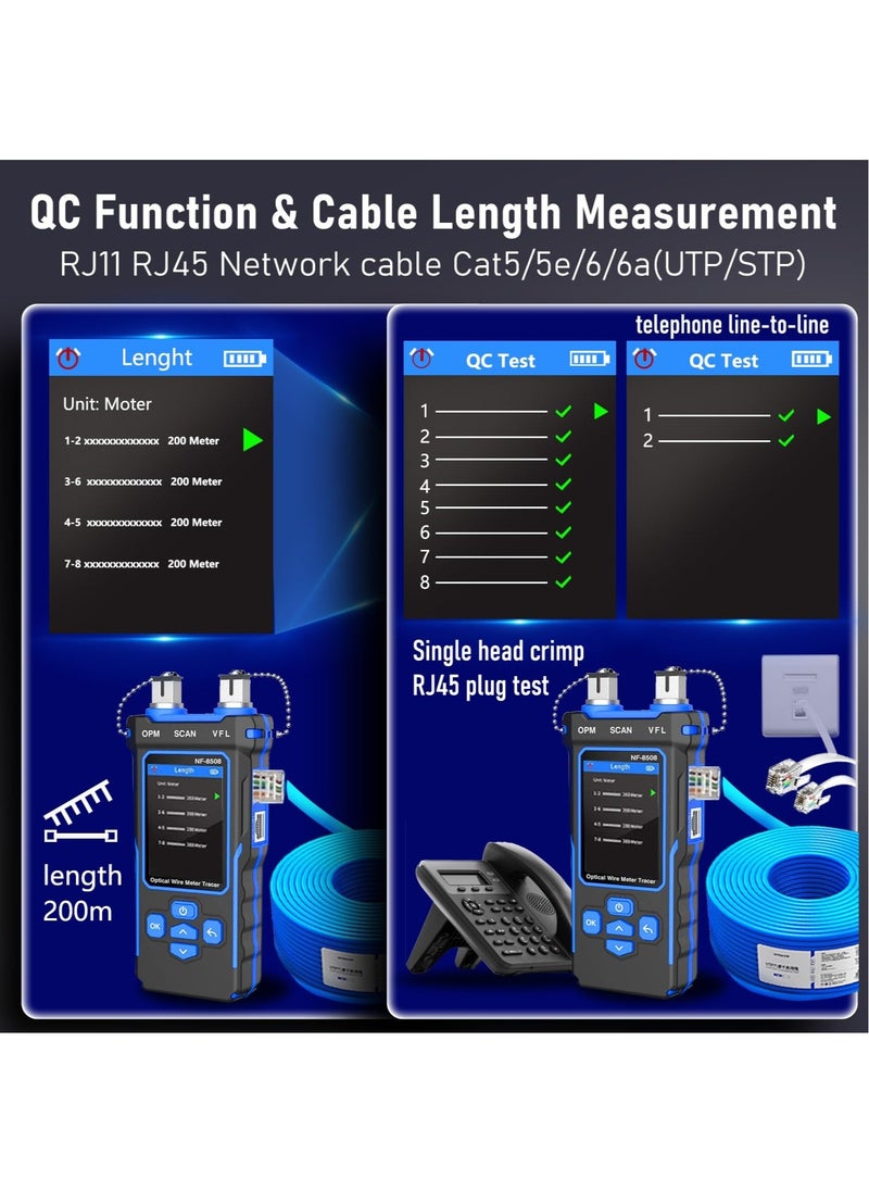 NOYAFA NF-8508 Network Cable Tester with Optical Power Meter VFL/CAT5/CAT6/RJ11 Cable Toner Ethernet Cable Tester, Length Measurement, RJ45 Network Tester for Telephone, PoE Tester Wire Tracer Fiber Tester  - Image 2
