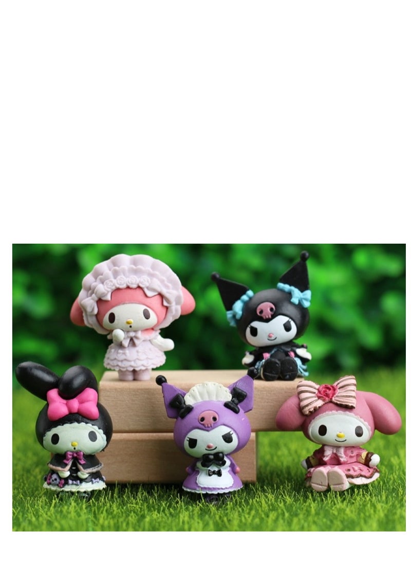 Y&D 6 Pack Kawaii Sanrio Figure Hello Kitty Figure Birthday Party Supplies, Cinnamon Cupcake Toppers, Cute Mini Figure Toys  Birthday Party Favor For Kids Fans Collection Bouquet Desk Decor - Image 1