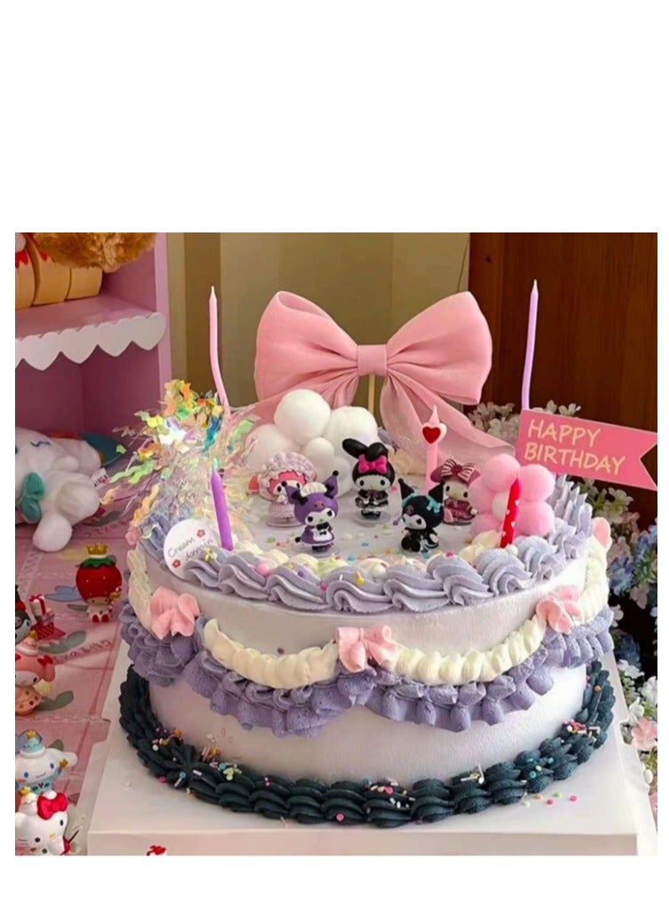 Y&D 6 Pack Kawaii Sanrio Figure Hello Kitty Figure Birthday Party Supplies, Cinnamon Cupcake Toppers, Cute Mini Figure Toys  Birthday Party Favor For Kids Fans Collection Bouquet Desk Decor - Image 2