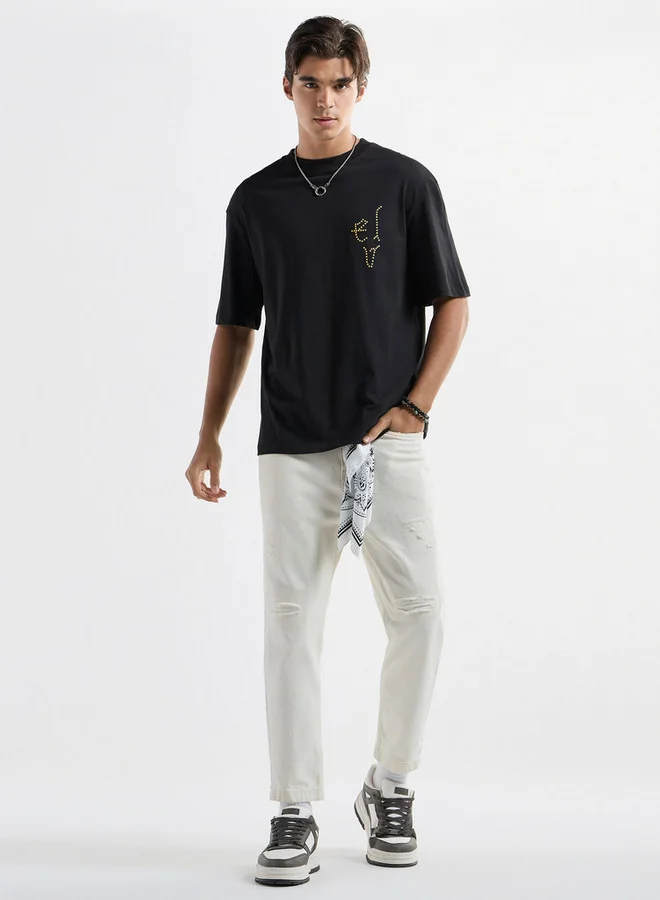 Splash FAV Printed T-shirt with Crew Neck and Short Sleeves