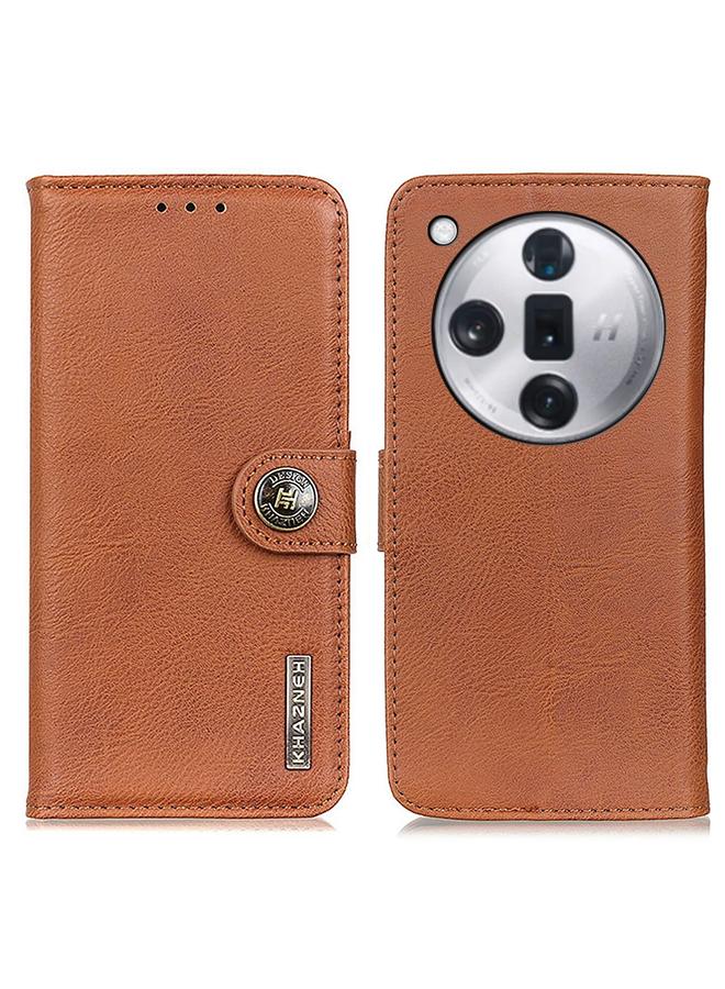 اس-توب جراب لهاتف OPPO Find X7 Pro / Find X7 Ultra من KHAZNEH جراب هاتف قابل للطي من جلد البقر - Image 1