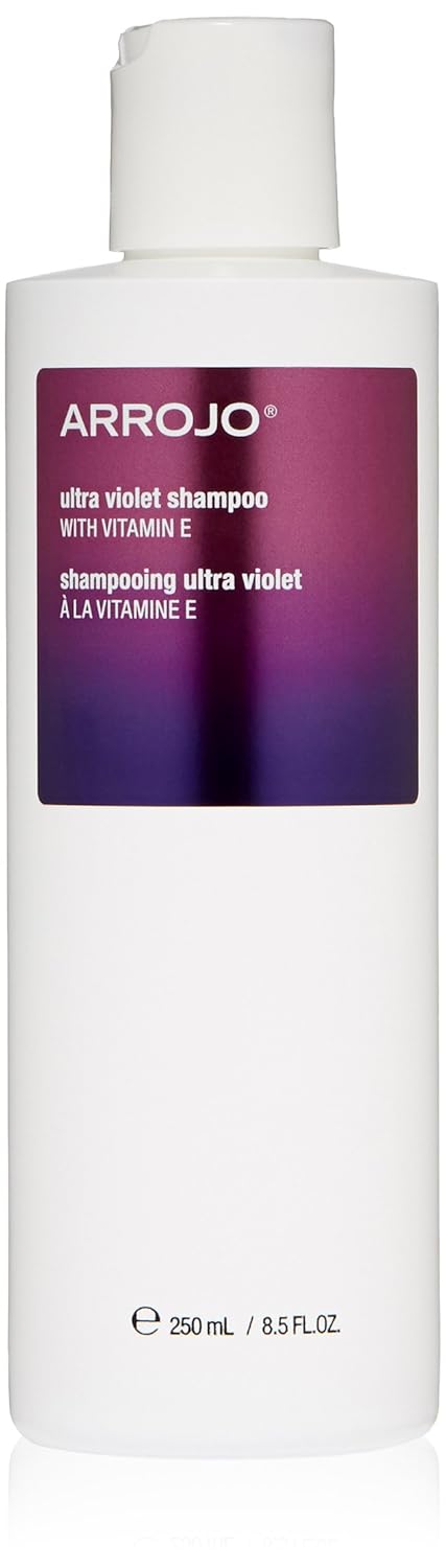 ARROJO Ultra Violet Purple Shampoo (8.5 oz) Hair Shampoo for Color Treated Hair to Eliminate Brassy & Yellow Tones Purple Shampoo for Blonde Hair w/ Vitamin E Paraben and Sulfate Free Shampoo