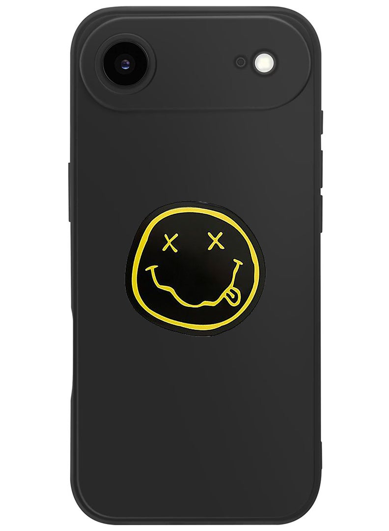 Theodor Protective Slim Fit Case Liquid Silicone Cover with Full Body Protection Anti-Scratch Shockproof Case For Apple iPhone 17 Air (Black) Smiley (2) - Image 1