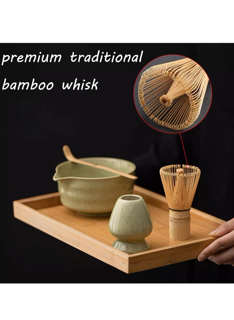 Joyelink Matcha Whisk Set, Matcha Bowl with Spout, Matcha Whisk and Holder, Bamboo Matcha Spatula and Stainless Steel Strainer, Japanese Matcha Set 7 Pieces, Speckled Green Matcha Set（Matcha Green） - Image 3