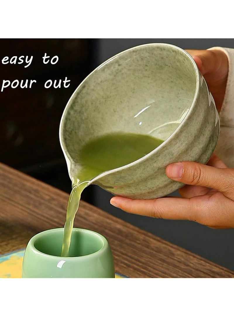 Joyelink Matcha Whisk Set, Matcha Bowl with Spout, Matcha Whisk and Holder, Bamboo Matcha Spatula and Stainless Steel Strainer, Japanese Matcha Set 7 Pieces, Speckled Green Matcha Set（Matcha Green） - Image 5