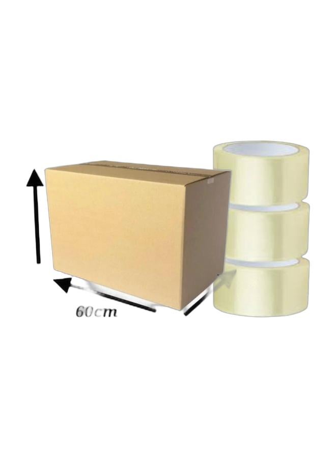 مجموعة تغليف احترافية — كرتون قوي 60×40×35 سم + 3 شرائط تغليف شفافة — حل متكامل للشحن والتخزين وتغليف الطرود بأمان - Image 1