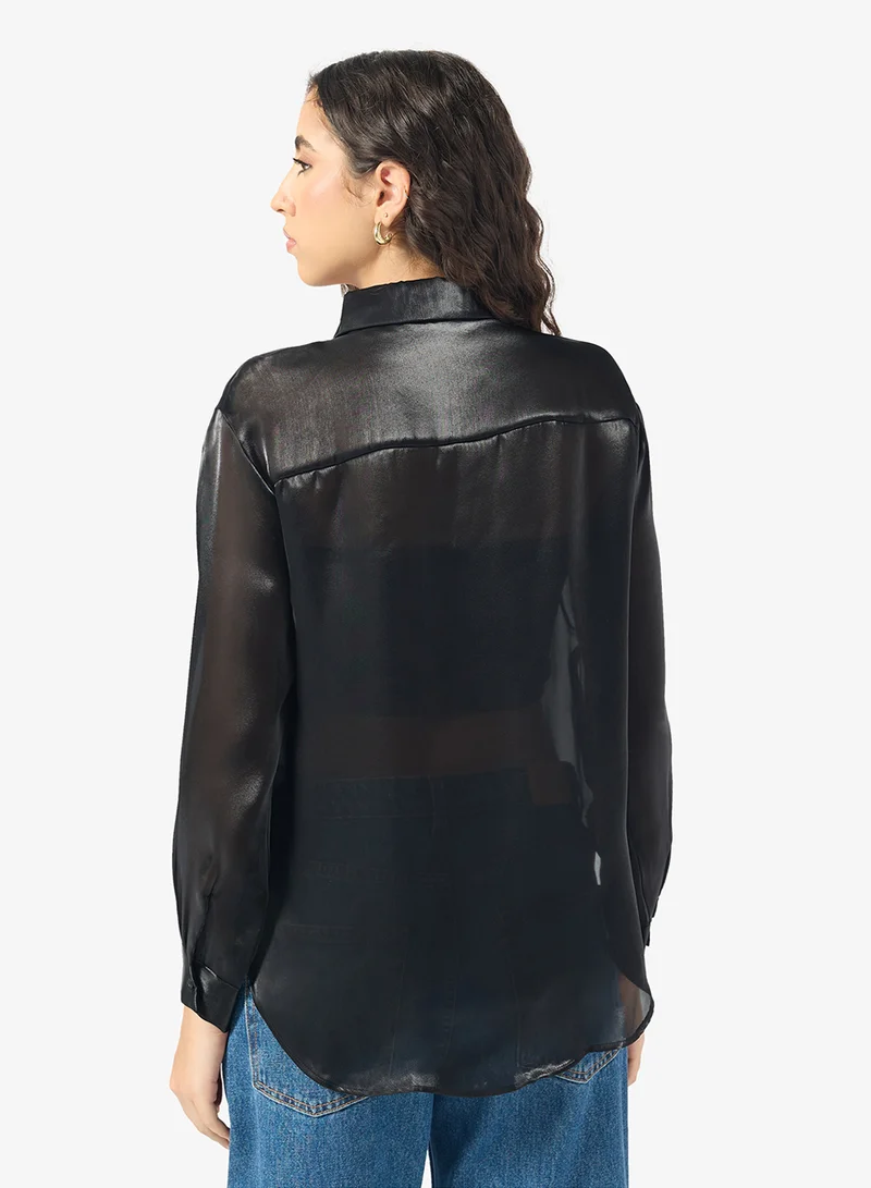 ONLY Mesh Detail Long Sleeve Shirt