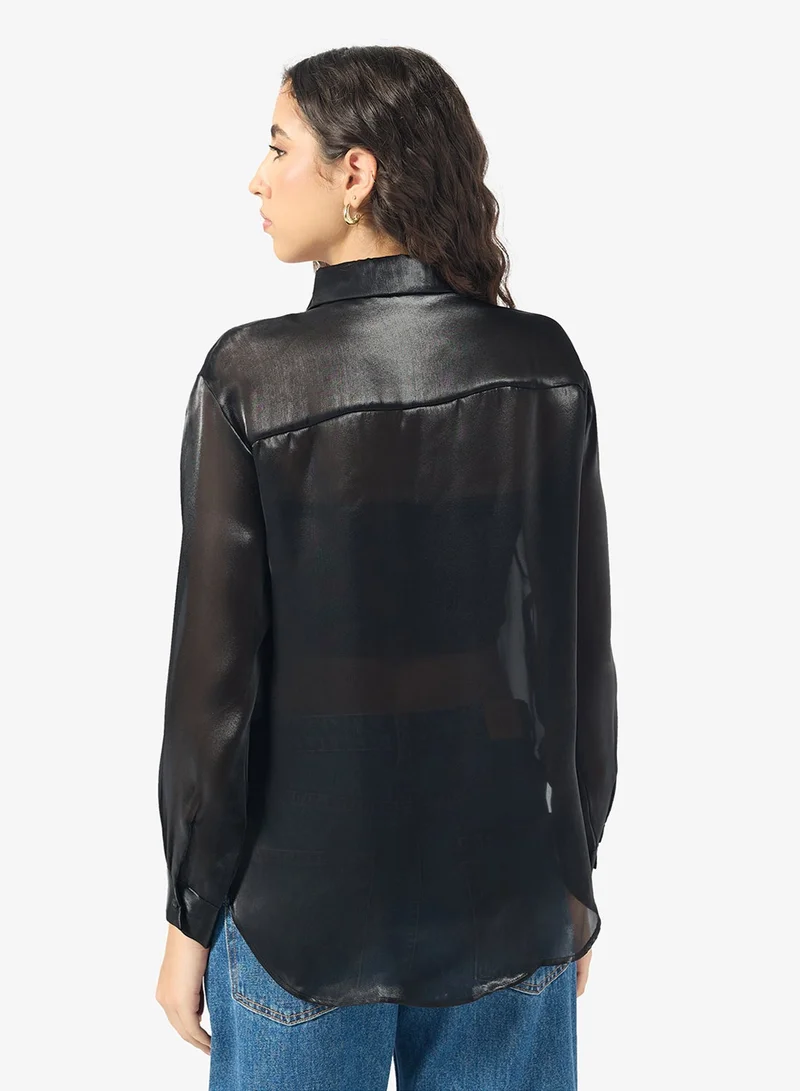 ONLY Mesh Detail Long Sleeve Shirt