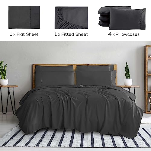Mueller UltraTemp 6 PC Queen Sheet Set - Ultra-Soft Luxury Series, Cooling & Breathable Hotel Luxury Bed Sheets, Deep Pocket Wrinkle-Free Oeko-TEX, Dark Gray - Image 2