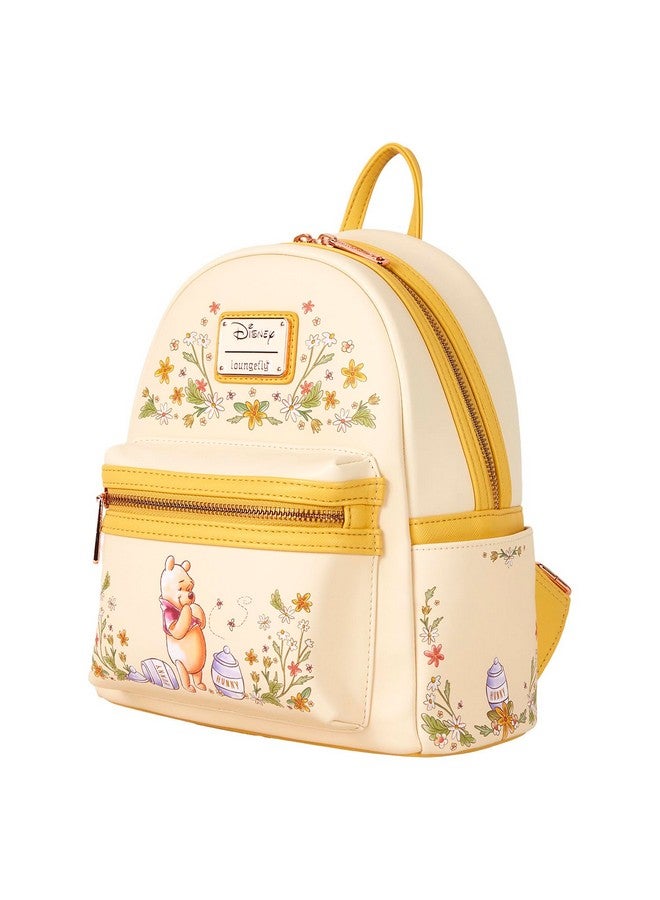 لاونج فلاي حقيبة ظهر صغيرة من Loungefly Pooh بطبعة زهور وحزامين للكتف (أصفر، Pooh) - Image 1