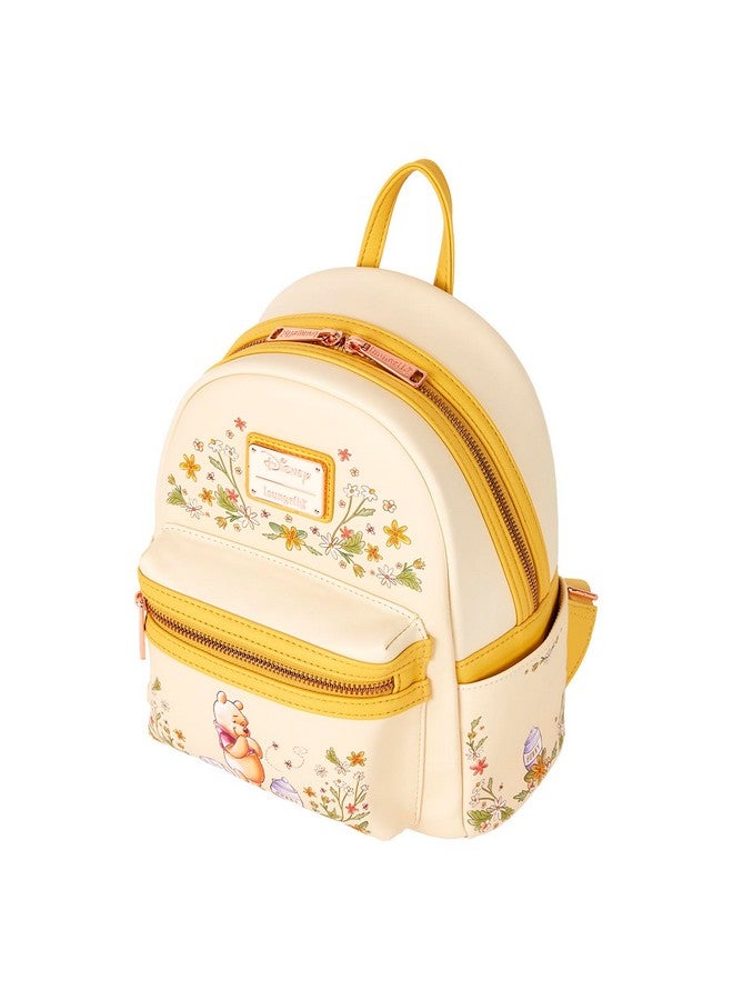 لاونج فلاي حقيبة ظهر صغيرة من Loungefly Pooh بطبعة زهور وحزامين للكتف (أصفر، Pooh) - Image 2