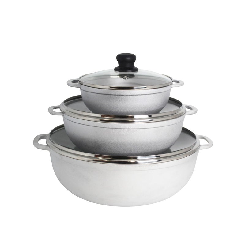 Imusa IMUSA 1.5/3.5/7.0qt Cast aluminum Caldero 3pc Set with Glass Lid - 18/24/30cm  - Image 1