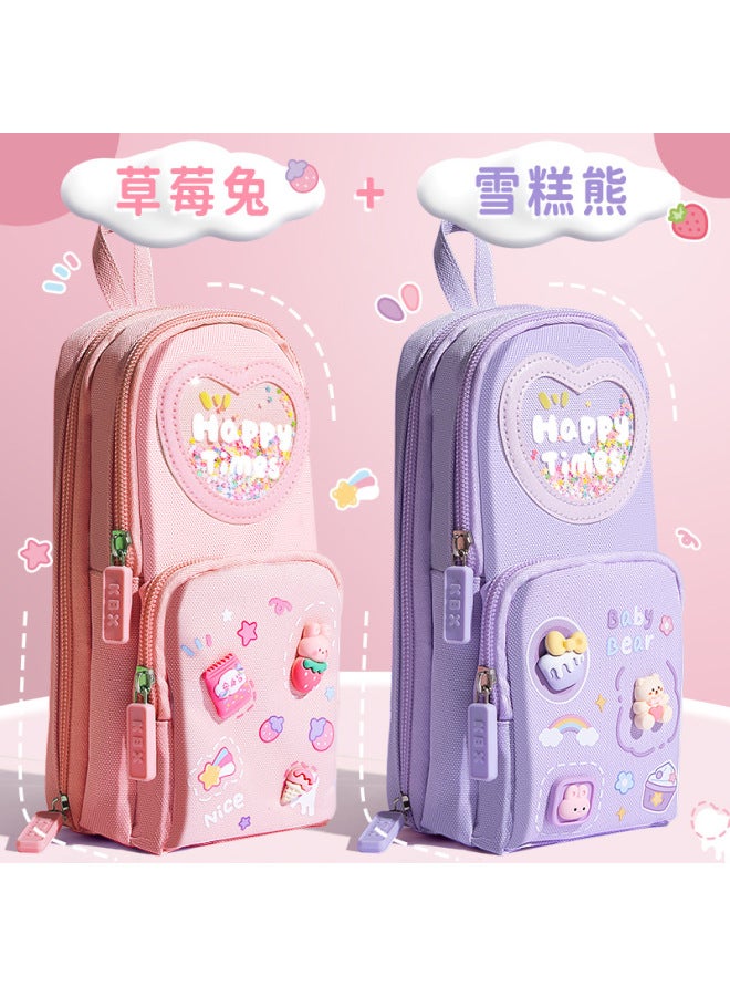 Kaba Bear School Bag Pen Bag Good-looking Girls Stationery Bag Large Capacity Pen Box Elementary School Stationery Box Stationery Storage - Image 1