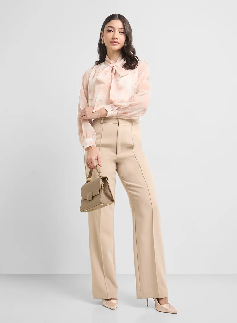 ELLA Printed Top With Neck Tie Up
