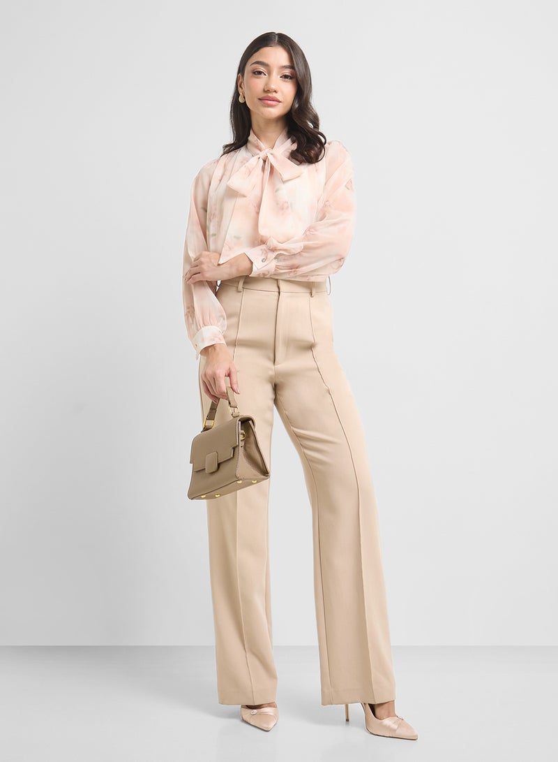 ELLA Printed Top With Neck Tie Up  - Image 4