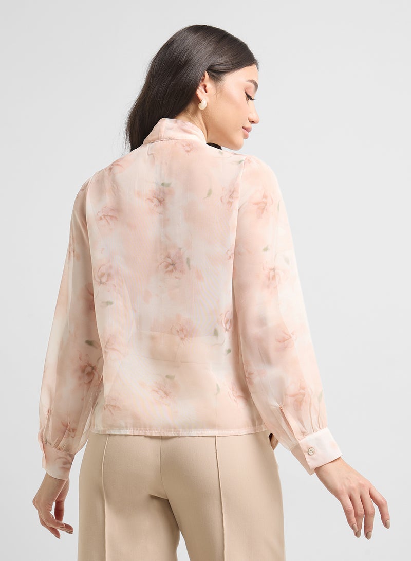 ELLA Printed Top With Neck Tie Up  - Image 2