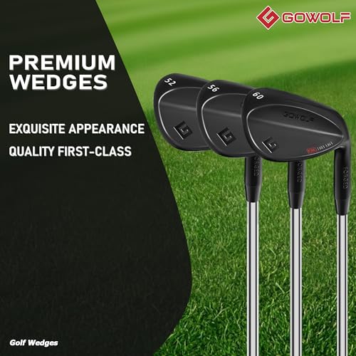 Gowolf Golf Wedges 52 56 60 Sets Right Hand Forged Full Face Golf Wedge Set for Men Premium Golf Gap Wedge Sand Wedge Lob Wedge Golf Club Great Golf Gifts CNC Milled Face for More Spin Black - Image 3