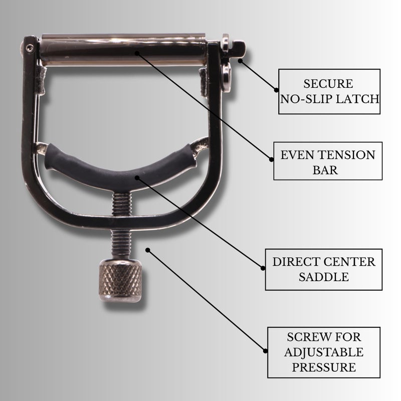 Paige Capo for Banjos â€“ USA Made Adjustable Tension, Buzz-Free - Smokey Black Finish - Image 5