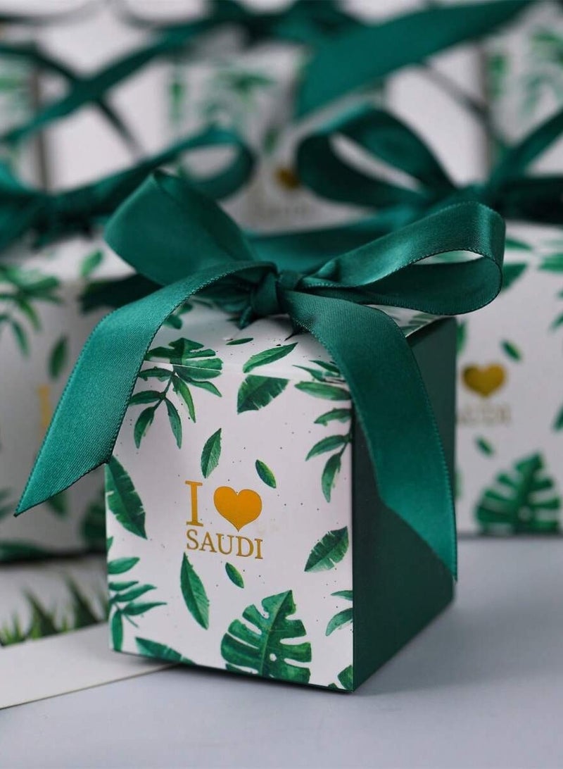 Generic Elegant Gift Box With Green Ribbon – Pack of 10 – Perfect For National Day, Celebrations, And Special Occasions - Image 1