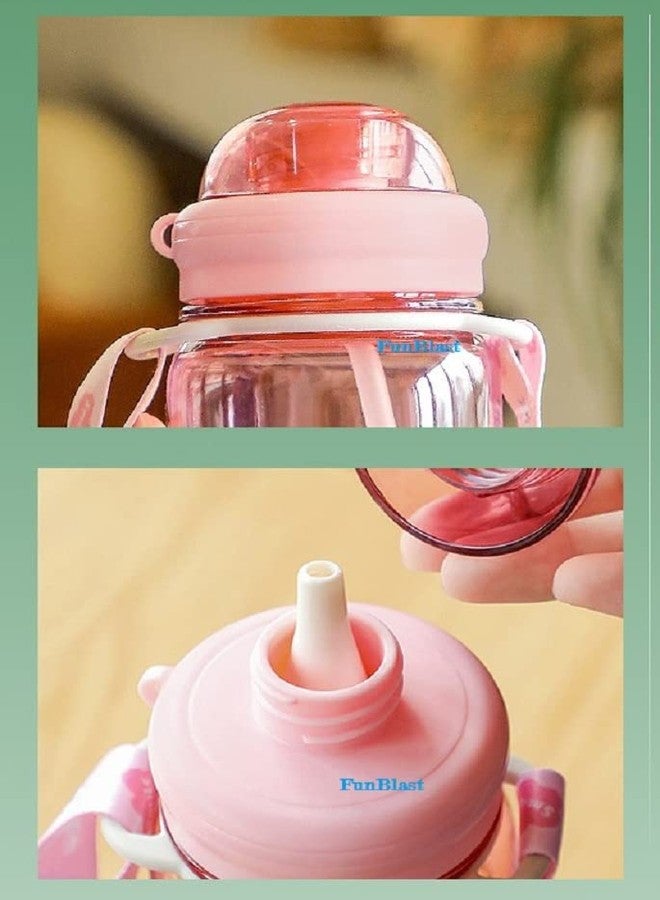 Funeiko Cute Water Bottle for Kids – Cartoon Animal Design Sipper Bottle with Straw & Adjustable Strap Stylish Water Bottle with Sipper, School Water Bottle for Kids – 520 ML (Bear) - Image 5