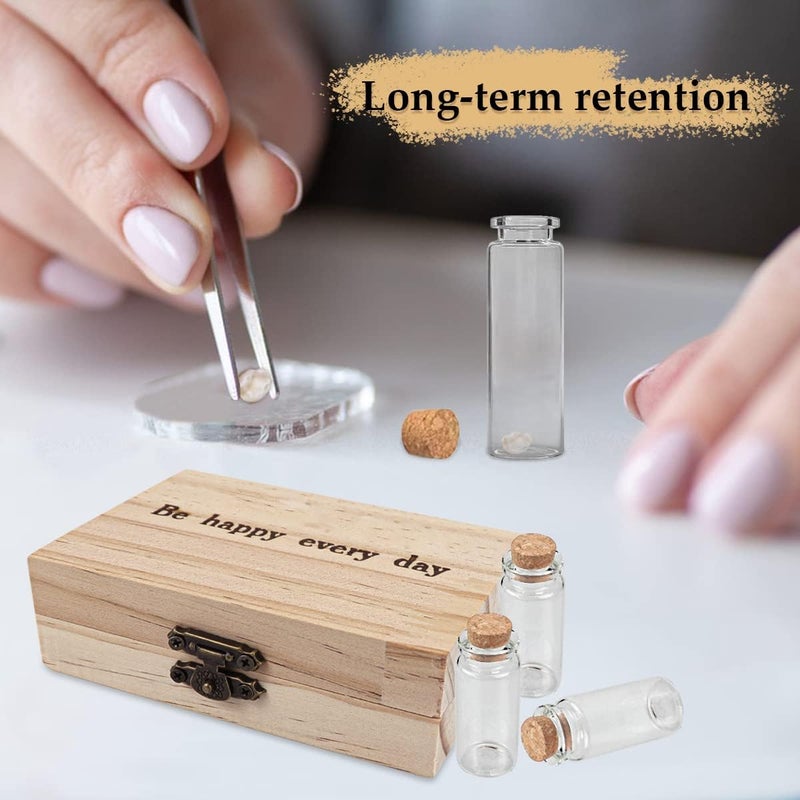 DOERDO DD DOERDO Baby Tooth Box Umbilical Cord Keepsake Box Hair Collection Box with 3 Glass Bottles Kids Souvenir Storage Box to Keep the Childwood Memory 45  31inch - Image 5