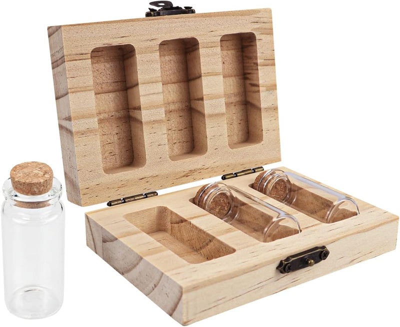 DOERDO DD DOERDO Baby Tooth Box Umbilical Cord Keepsake Box Hair Collection Box with 3 Glass Bottles Kids Souvenir Storage Box to Keep the Childwood Memory 45  31inch - Image 1