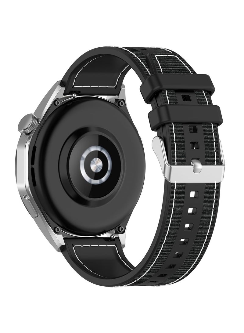 Straps Compatible with Huawei Watch 46MM GT5/GT4/GT3/GT3 Pro/GT2/GT2e/GT/GT Runner,Huawei Watch 4/4 Pro/3/3 Pro,Honor Watch 4 Pro/GS3/Magic Watch 2,Nylon Braided Silicone Band for Men, Women,Black  - Image 3