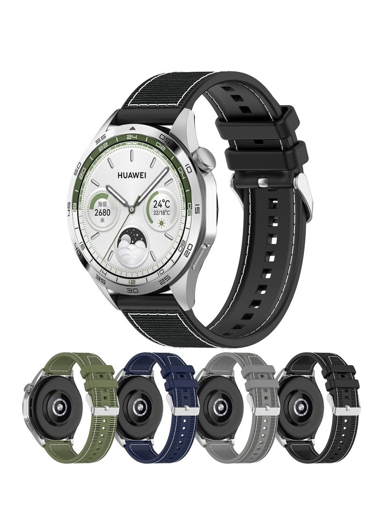 Straps Compatible with Huawei Watch 46MM GT5/GT4/GT3/GT3 Pro/GT2/GT2e/GT/GT Runner,Huawei Watch 4/4 Pro/3/3 Pro,Honor Watch 4 Pro/GS3/Magic Watch 2,Nylon Braided Silicone Band for Men, Women,Black  - Image 5