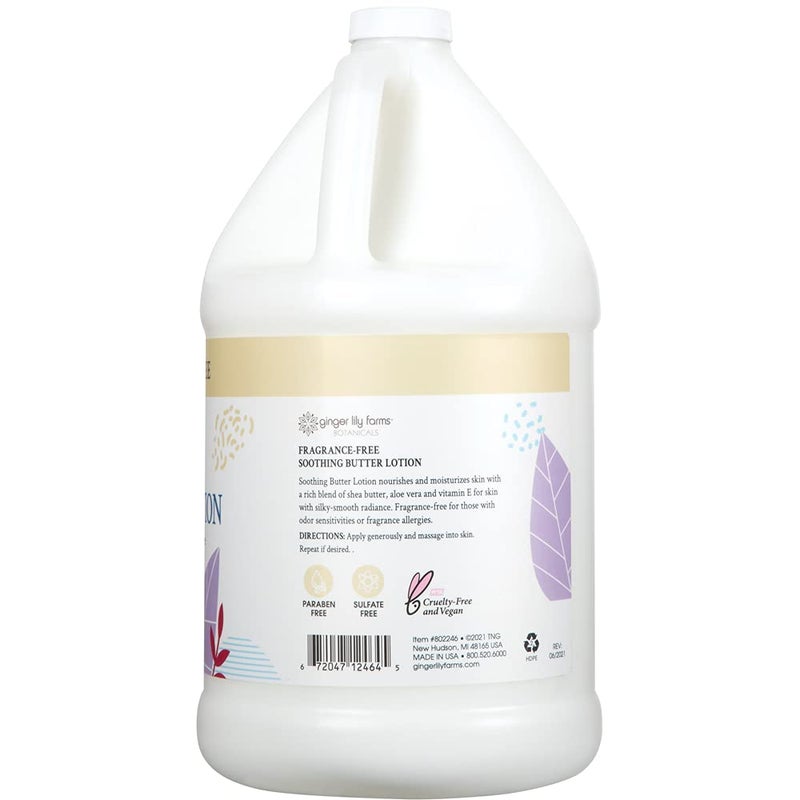 Ginger Lily Farms Botanicals Soothing Butter Lotion for Dry, Sensitive Skin, 100% Vegan & Cruelty-Free, Fragrance Free, 1 Gallon (128 fl oz) Refill (pack of 1) - Image 2