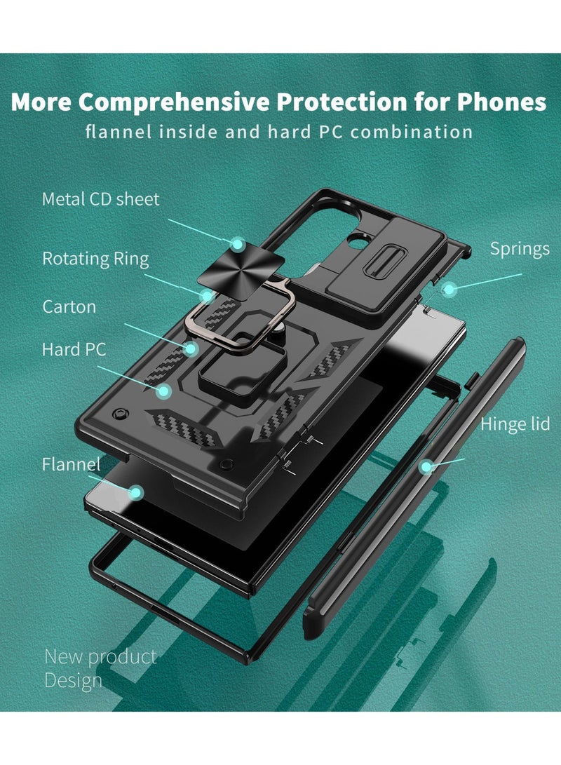 general for Samsung Galaxy Z Fold 7 Case with Hinge Protection, Heavy Duty Shockproof Cover with Ring Kickstand Case for Samsung Fold 7 Case - Image 3