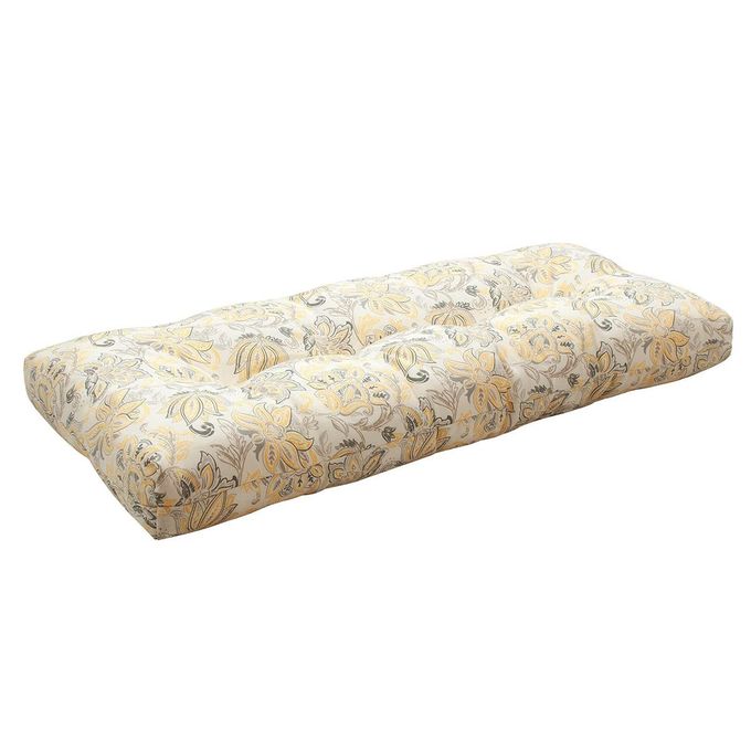 FUNHOME Outdoor Bench Cushion 45 x18 inch with NonSlip GripsWater Resistant Porch Swing CushionBench Pillow PadsFloral Tufted Cushions for Patio Garden Furniture45 Seat CushionsYellow Flower