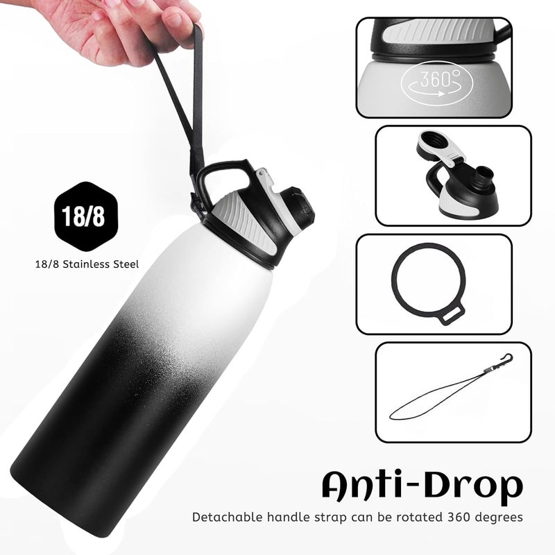 FjBottle Stainless Steel Water Bottle 600ml/800ml/1L/1.5L with Magnetic Lid, BPA Free Insulated Water Bottle, Sports Metal Hot&Cold Drinks Vacuum Flask Leak-Proof for Gym, Work, Travel - Image 3