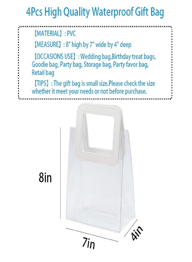 Rmannke Clear Gift Bag with Handle, 4 Pcs Transparent PVC Gift Bag, Heavy Duty Reusable Gift Wrap Bags for Bridal Party, Baby Shower, Wedding Favor, Shopping Bag Bulk- 7"x4" x8" - Image 2