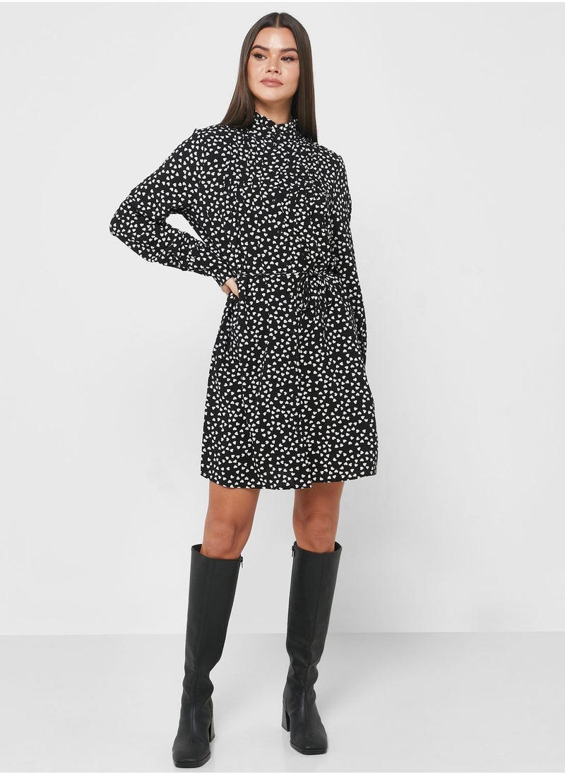 VERO MODA - Printed Tie Detail Dress - Image 1