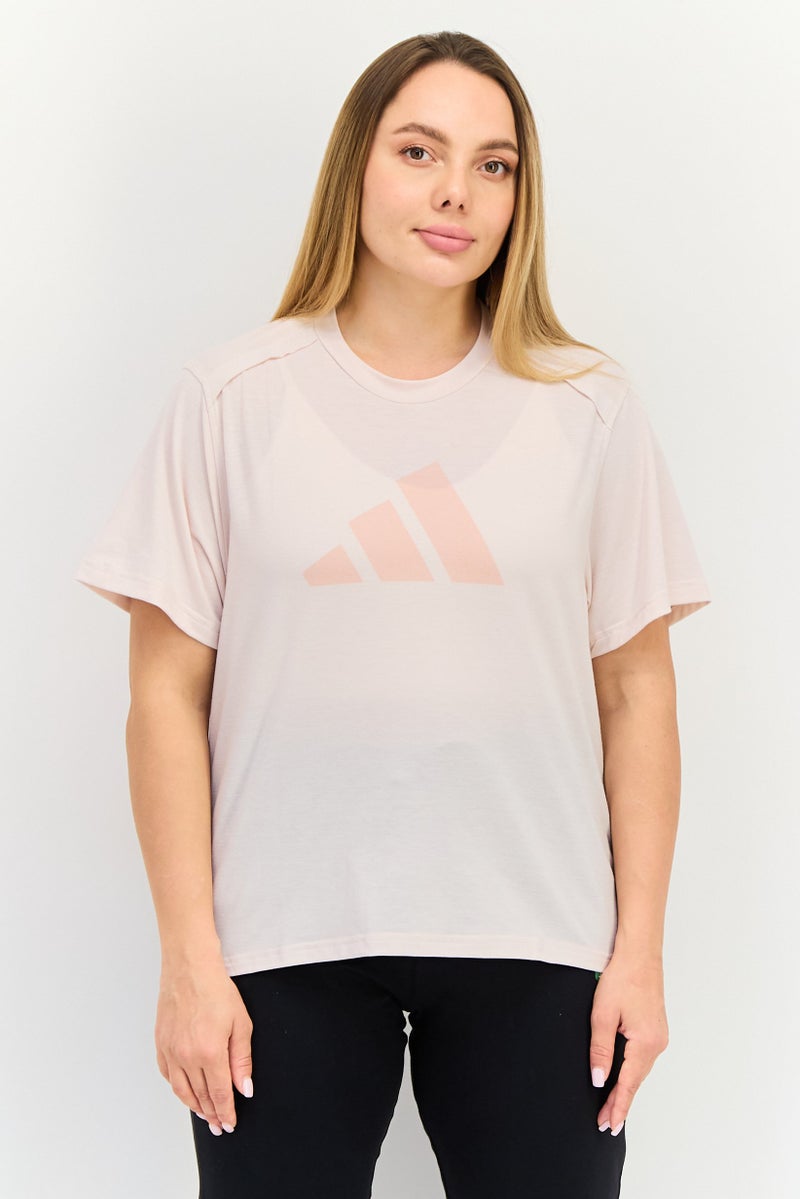 Adidas تي شيرت تدريب قصير الأكمام للنساء، وردي فاتح - Image 1