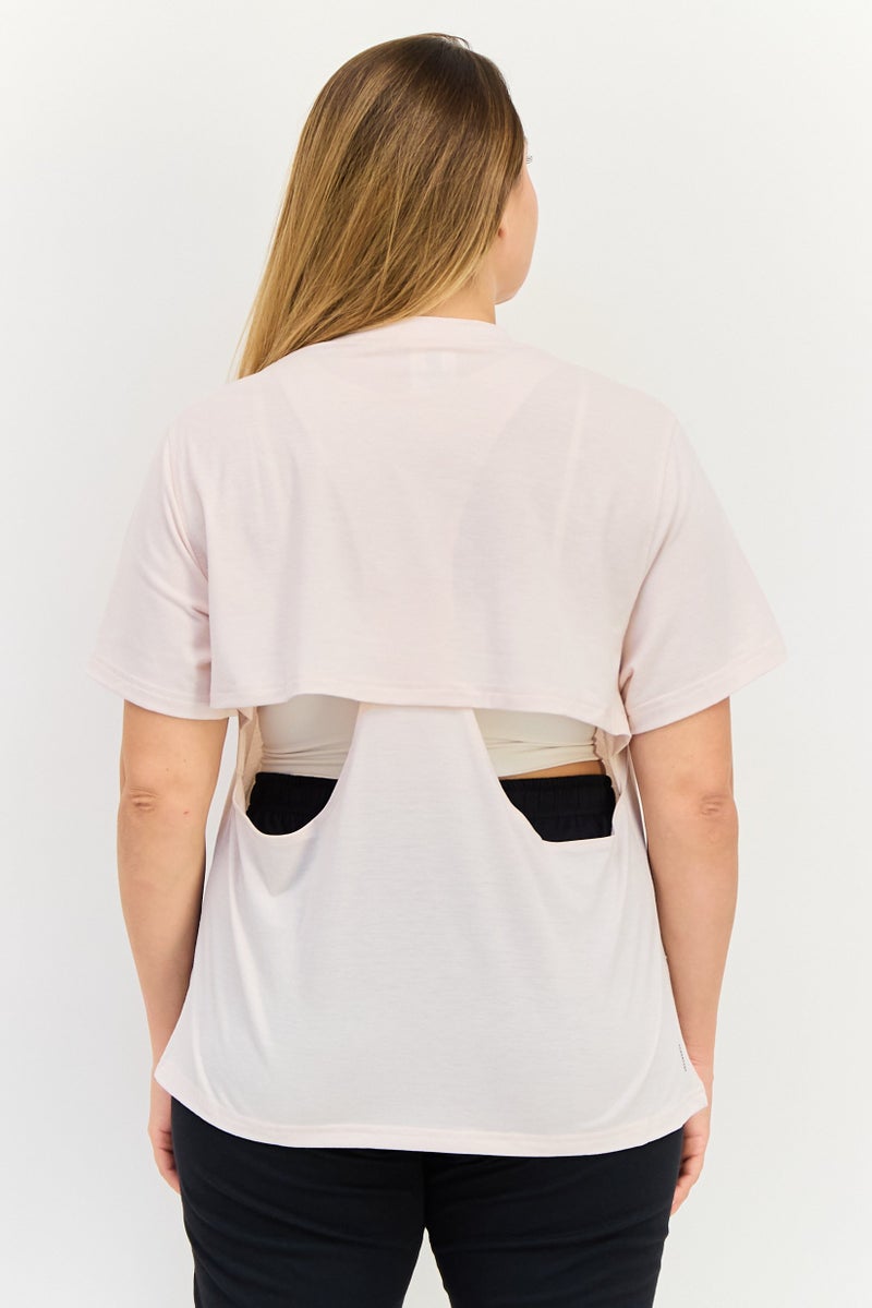 Adidas تي شيرت تدريب قصير الأكمام للنساء، وردي فاتح - Image 3