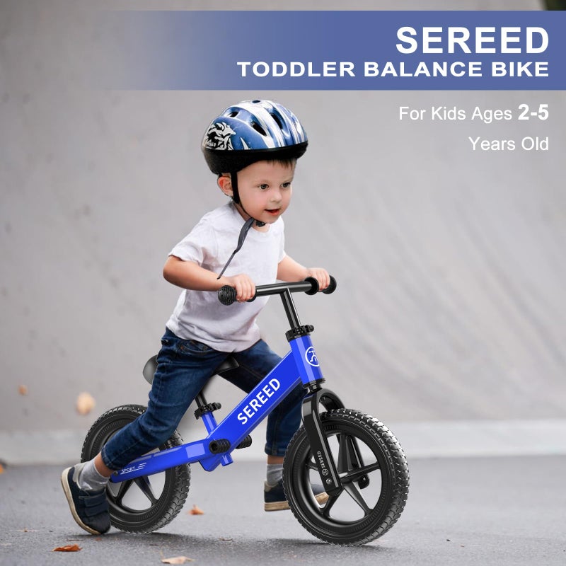 SEREED Toddler Balance Bike 2 Year Old, No Pedal Kids Toy Bike for 2-5 Years Old, Tool-Free Adjustment, Gift for 2-3 Boys Girls, Customize Plate with 3pcs Stickers (Blue) - Image 4