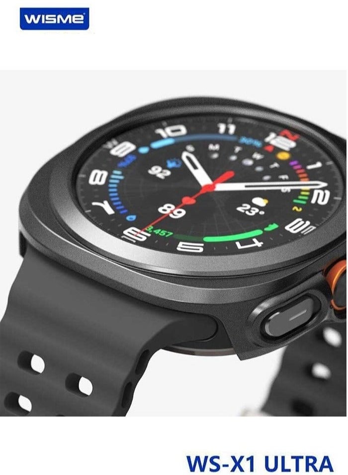 WISME ساعة WS-X1 الذكية الفائقة للرجال والنساء باللون الأسود الأنيق مع ثلاث خيارات أحزمة أنيقة وكابل شحن متضمن - Image 5